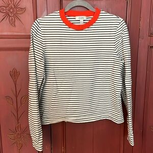 COS black stripe top with orange neckline